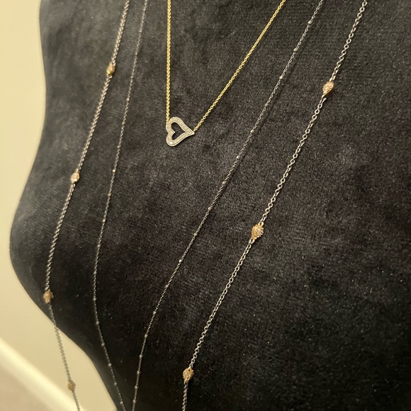 Frieda Rothman mixed metal CZ Station Necklace | Size 40" - Picture 3 of 7